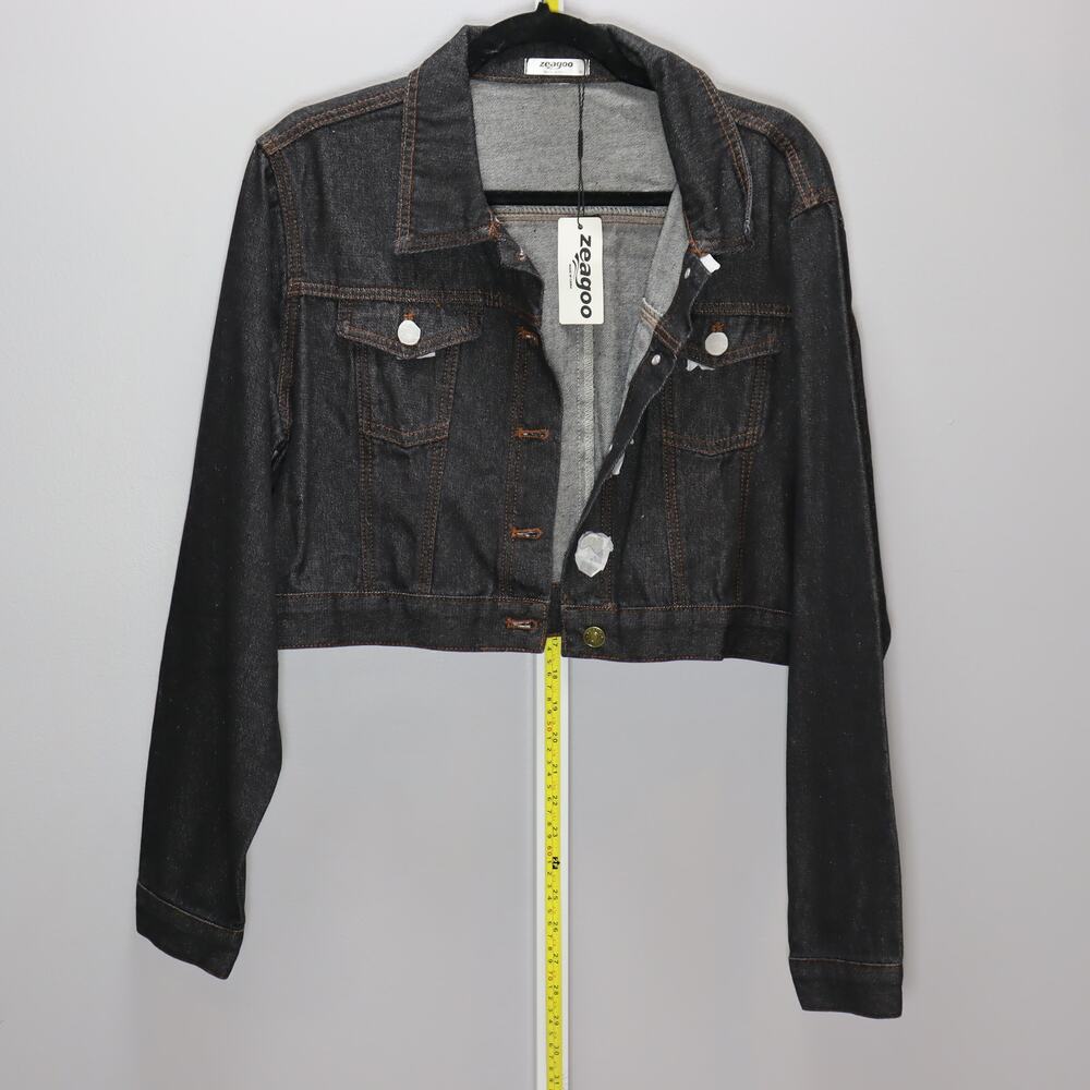 Zeagoo Cropped Black Denim Jacket NWT‎ Women’s XL